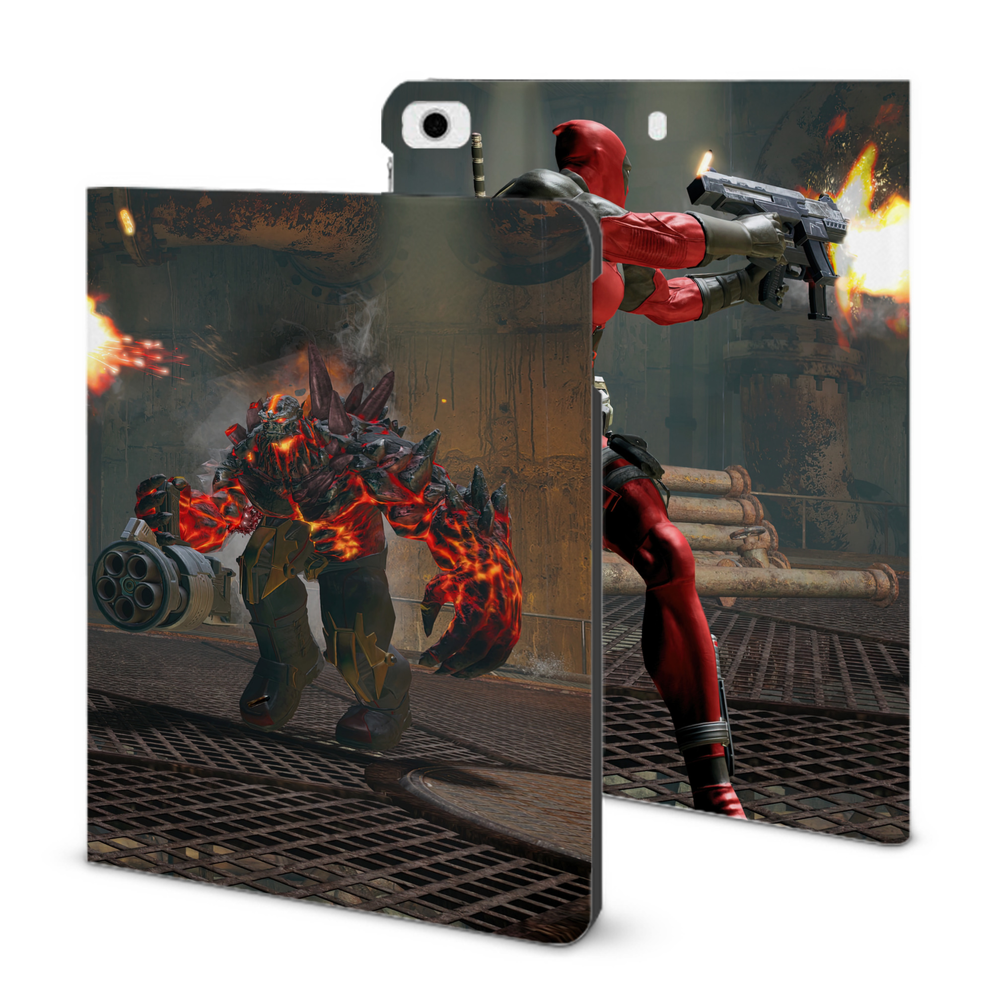 （画像用） Deadpool デッドプール IPad ケース ブック型 PUレザー TPU 耐衝撃 軽量 薄型 ペン収納なし 全面保護 IPad 各モデル対応